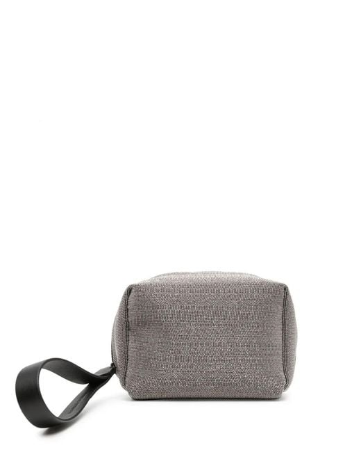 Brunello Cucinelli Gray Precious Monili Bead-Embellished Clutch