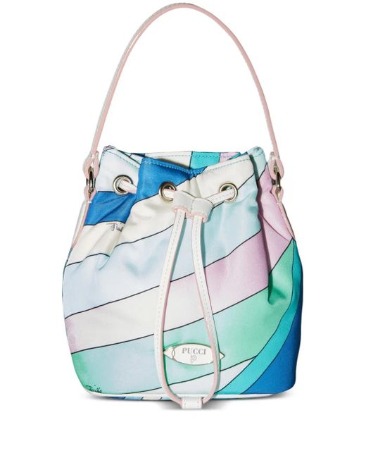Emilio Pucci Blue Yummy Striped Bucket Bag