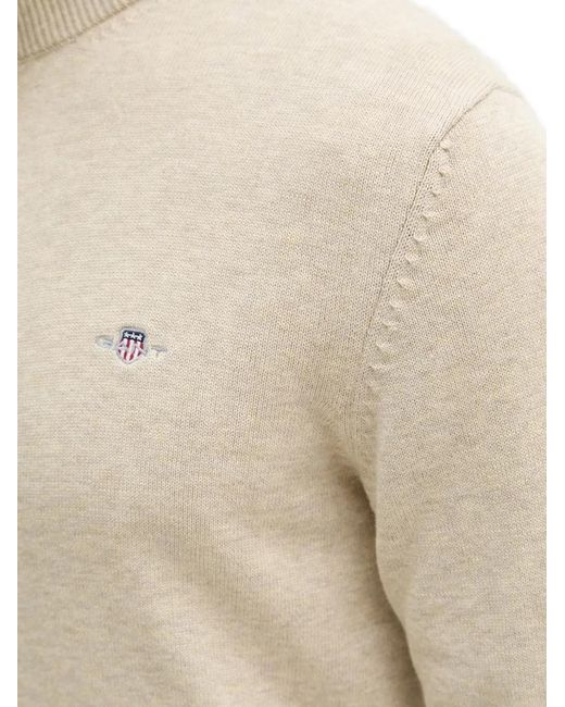 Gant Natural Zip-Up Embroidered-Logo Sweater for men