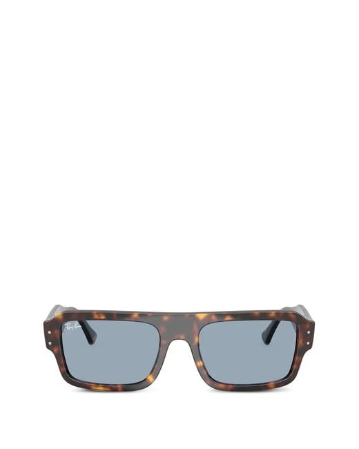 Ray-Ban Gray Lukas Rectangle-Frame Sunglasses