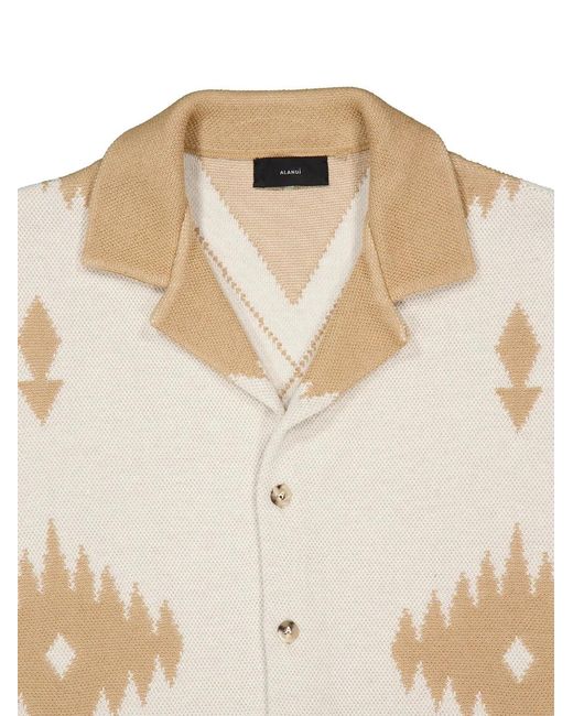 Alanui White Patterned Piqué Shirt for men