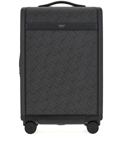 Ferragamo Black Gancini Monogram Suitcase for men