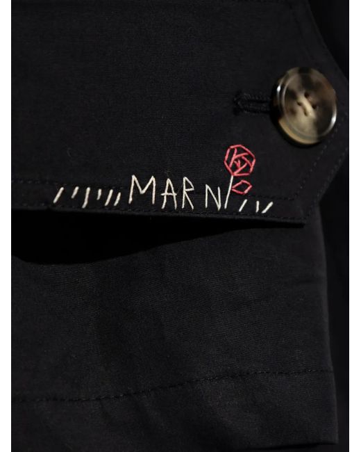 Marni Black Single-Breasted Cotton Coat