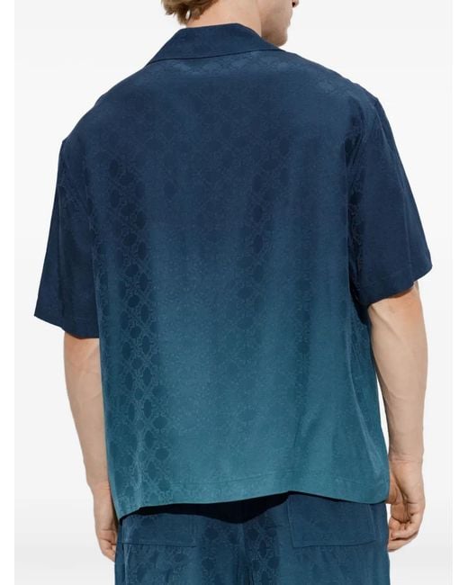Off-White c/o Virgil Abloh Blue Arrow Monogram Jacquard Bowling Shirt for men