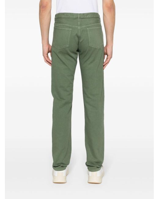 A.P.C. Green Mid-rise Tapered Jeans for men