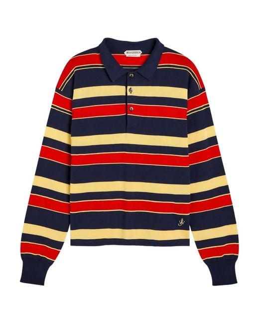 J.W. Anderson Red Striped Knit Polo Shirt