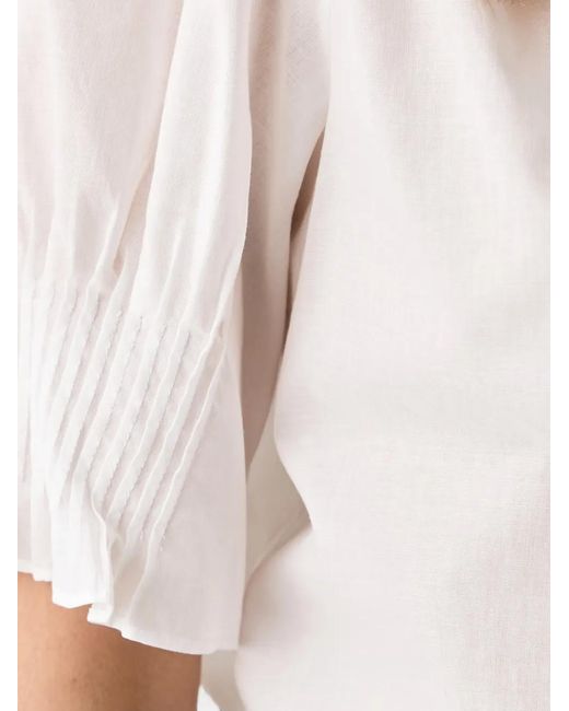 Rag & Bone White Ruffled Puff-Sleeve Blouse