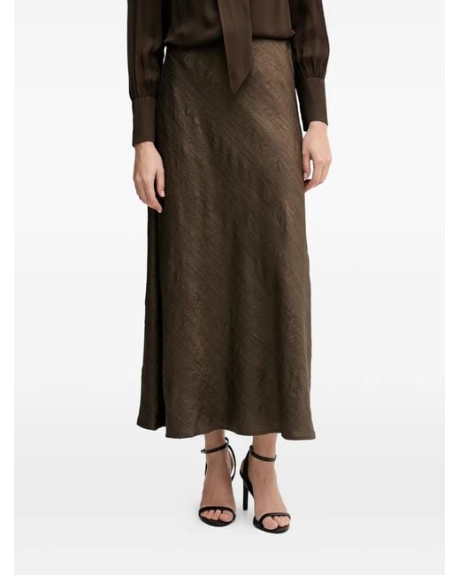 Pedro Del Hierro Madrid Brown Satin Midi Skirt