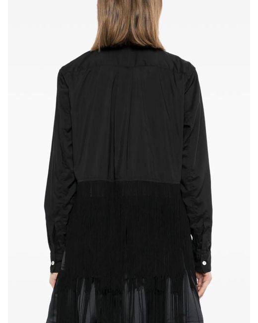 COMME DES GARÇON BLACK Black Fringe-Trimmed Tiered Shirt