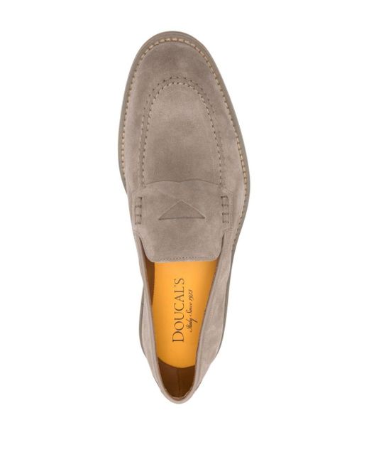 Doucal's Gray Almond Suede Loafers for men