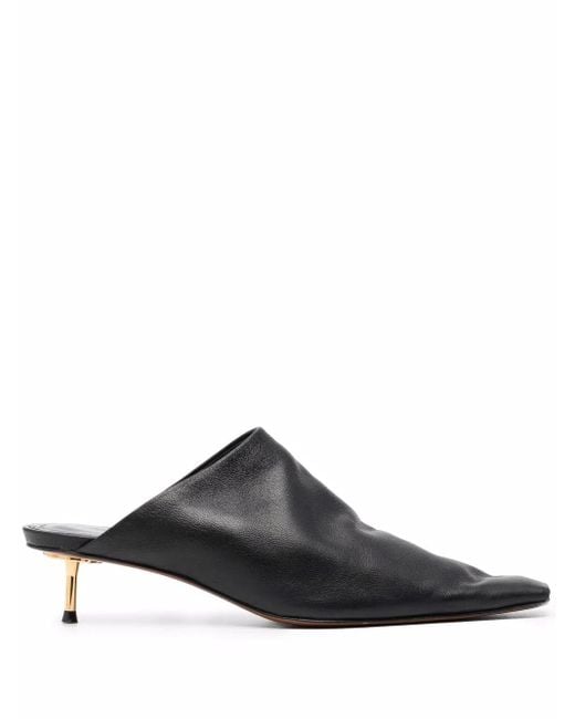 Nanushka Black Elongated Square Toe 50Mm Mules