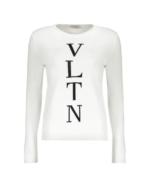 Valentino Garavani White Vltn Logo-Print Sweater