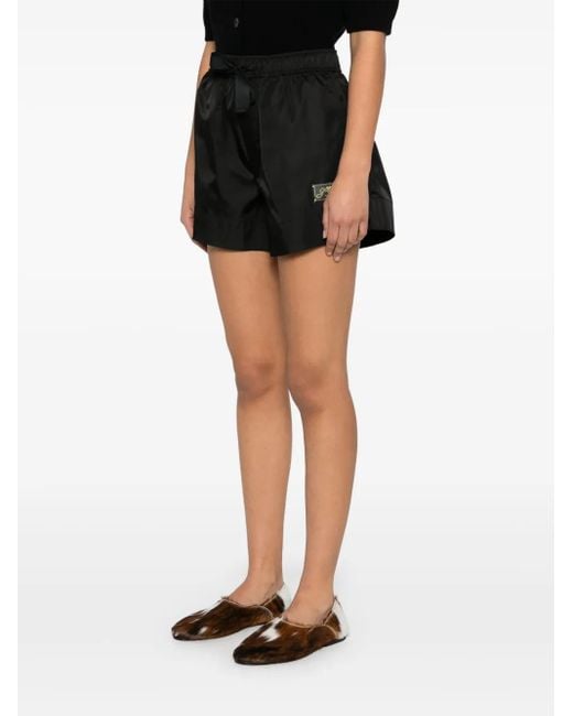 Ganni Black Logo-Patch Shorts