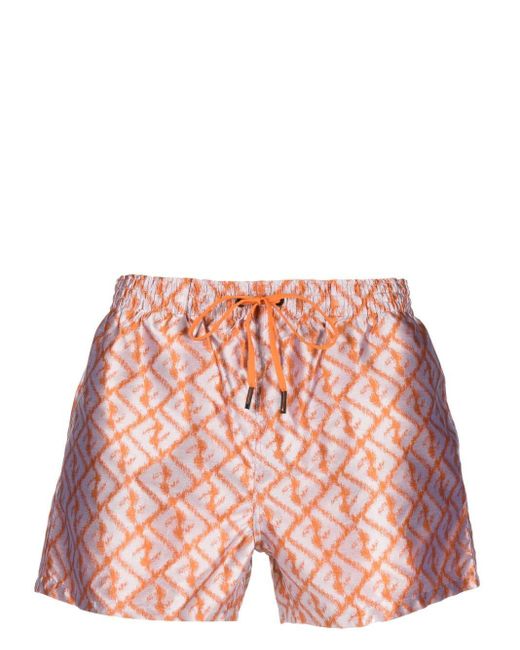 Fendi Pink Blurry Monogram-print Swim Shorts for men