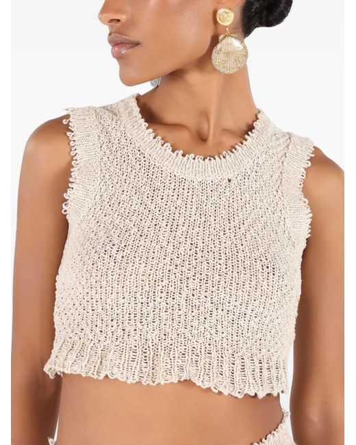 Roberto Cavalli Natural Knitted Tank Top