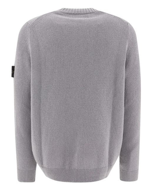 Stone Island Gray Ribbed Crew-Neck Sweater for men