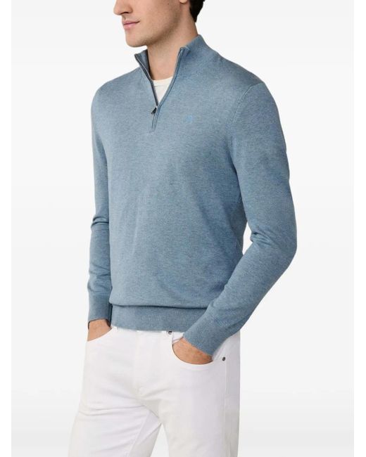 Pull Brodé À Col Zippé Hackett pour homme en coloris Blue