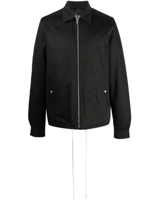 Rick Owens Black Bomber Jacket With Logo for men