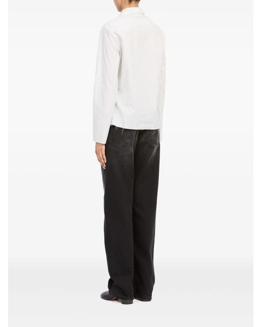 MM6 by Maison Margiela White Striped Long-Sleeved Shirt