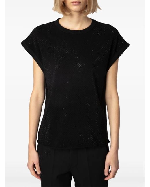 Zadig & Voltaire Black Cecilia Crystal-Embellished T-Shirt