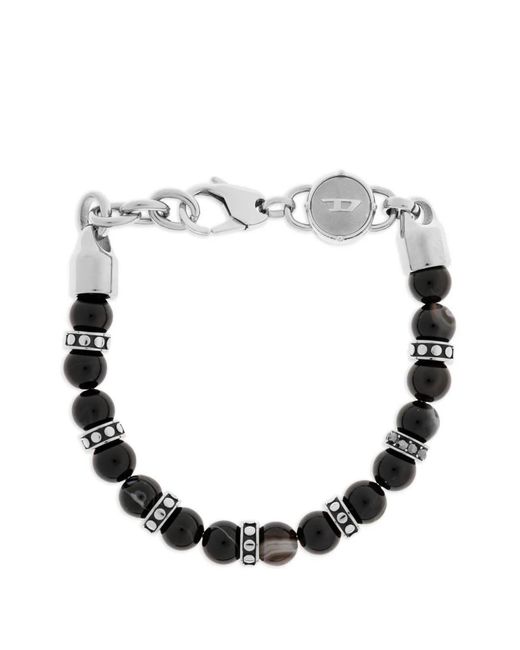 DIESEL Metallic Beaded Logo-Charm Bracelet for men