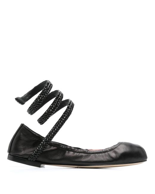 Rene Caovilla Black Cleo Crystal-embellished Ballerina Shoes