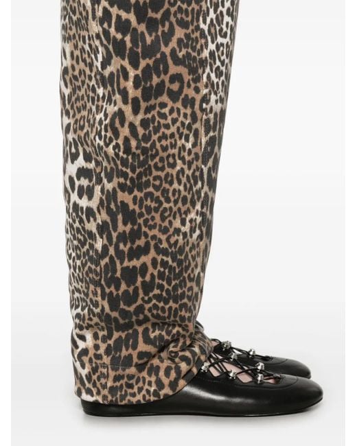 Ganni Brown Animal Print Pants
