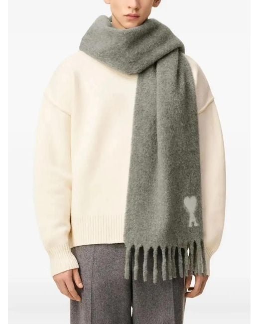 AMI Gray Scarf Cloud Knit
