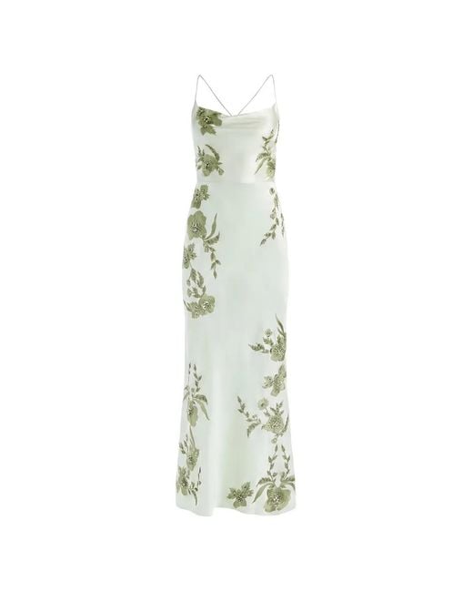 Alice + Olivia White Montana Floral-Embroidered Gown