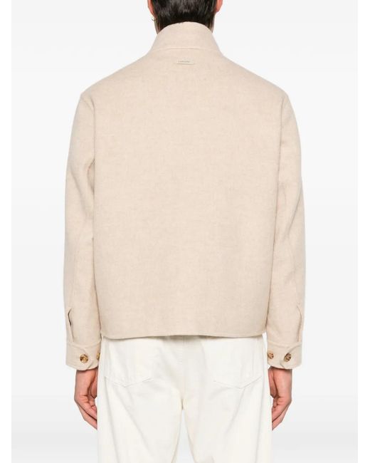 Lardini Natural Felted Zip-Up Jacket for men