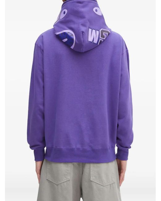 A Bathing Ape Purple Shark-Hooded Zip-Up Sweatshirt for men