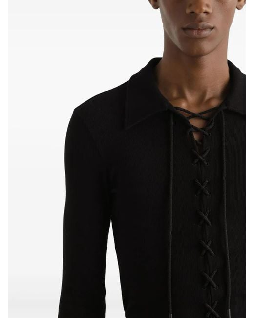 メンズ Dolce & Gabbana レースアップ セーター Black