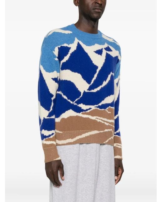 Moncler Blue Virgin Wool Sweater for men