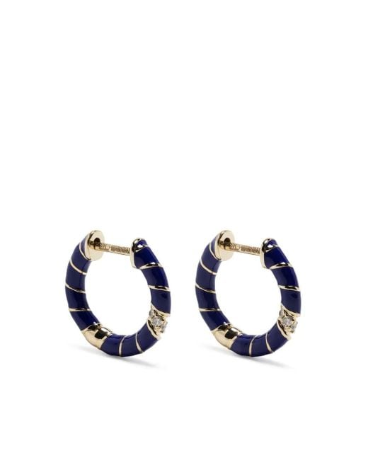 Yvonne Léon Blue 9Kt Diamond And Enamel Hoop Earring for men