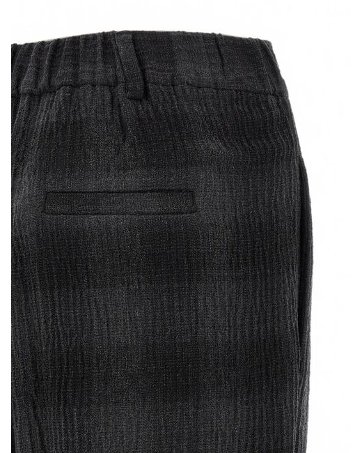 Tela Black Asymmetrical Check-Pattern Trousers