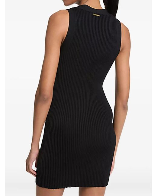 Michael Kors Black Ribbed Button-Front Mini Day Dress