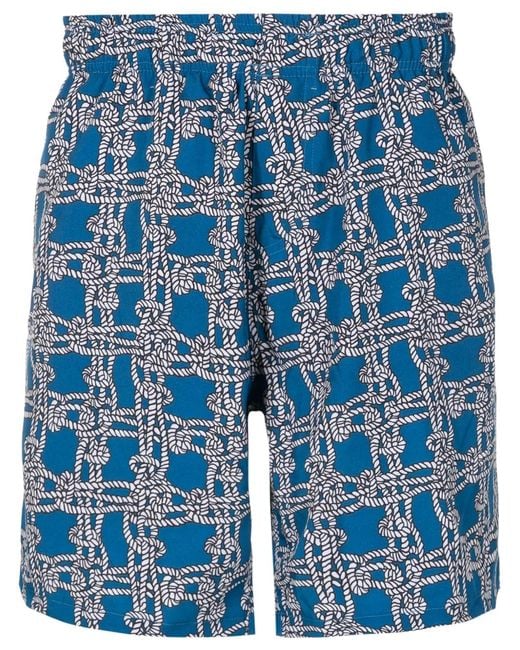 Amir Slama Blue Knot-Print Swim Shorts for men