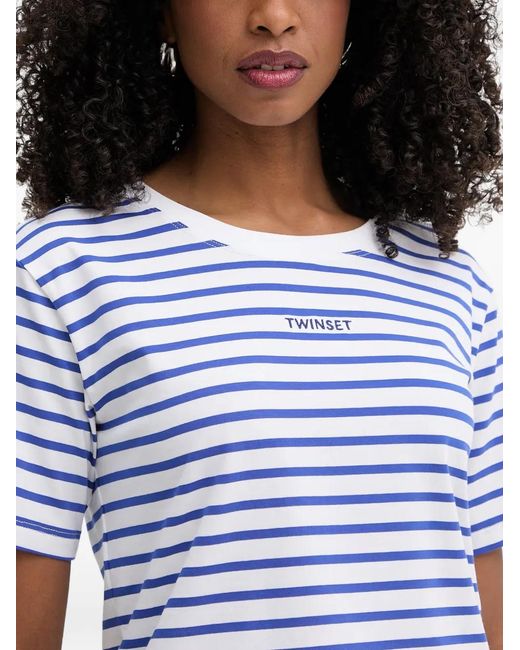 Twinset White Horizontal-Stripe T-Shirt