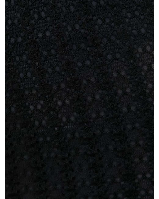 Pinko Black Openwork Midi Skirt