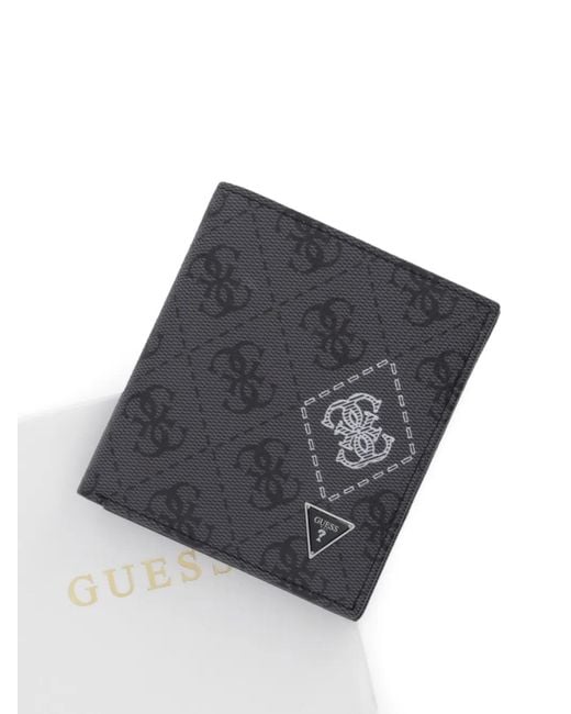 Guess Gray Logo-Pattern Wallet for men