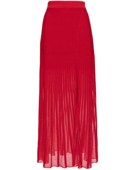 Jupe longue en maille à effet métallisé Claudie Pierlot en coloris Red