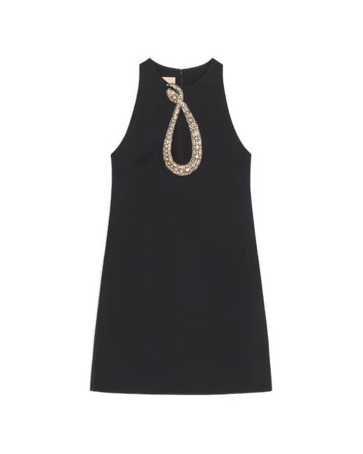 Valentino Garavani Black Embroidered Crepe Couture Short Dress