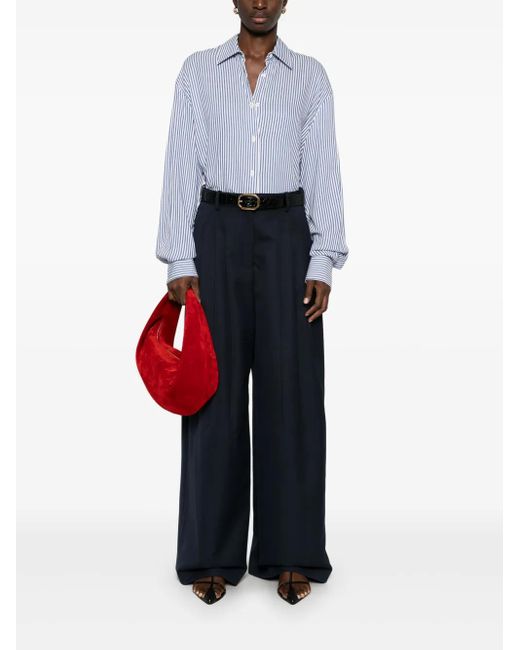Theory Blue Tapered High-Waisted Trousers