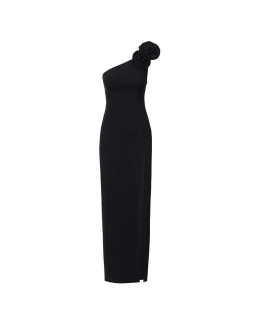Lita Couture Black Rosette-Appliqué Maxi Dress