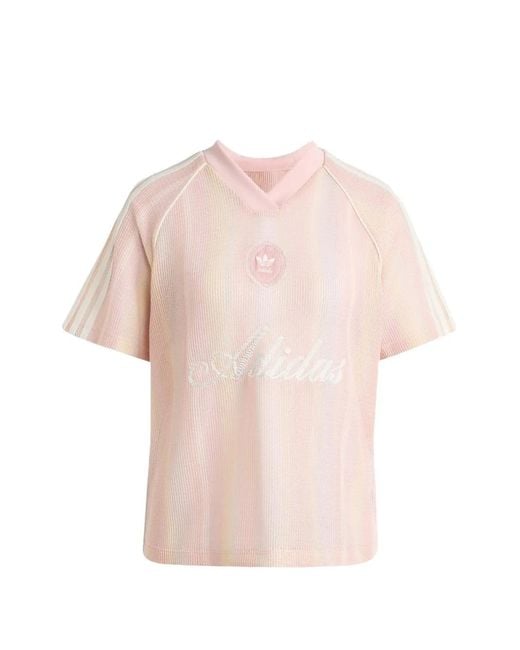 Adidas Pink Summer Glow Logo-Embroidered T-Shirt