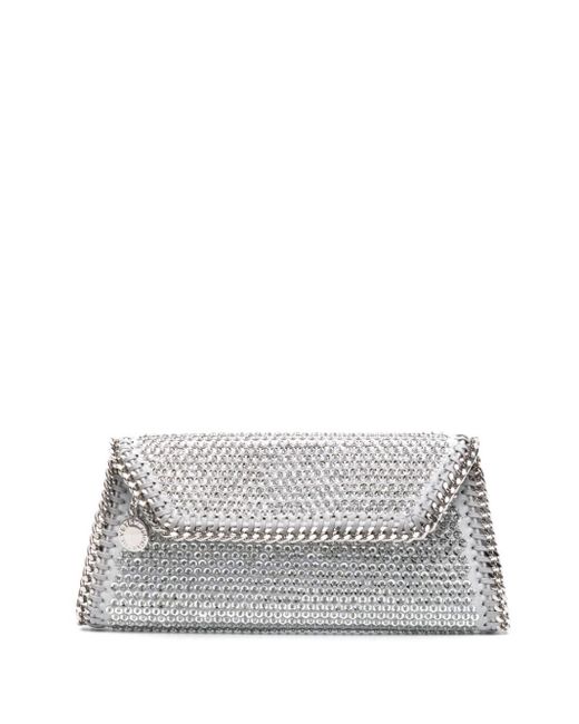 Stella McCartney Gray Falabella Crystal-embellished Clutch Bag