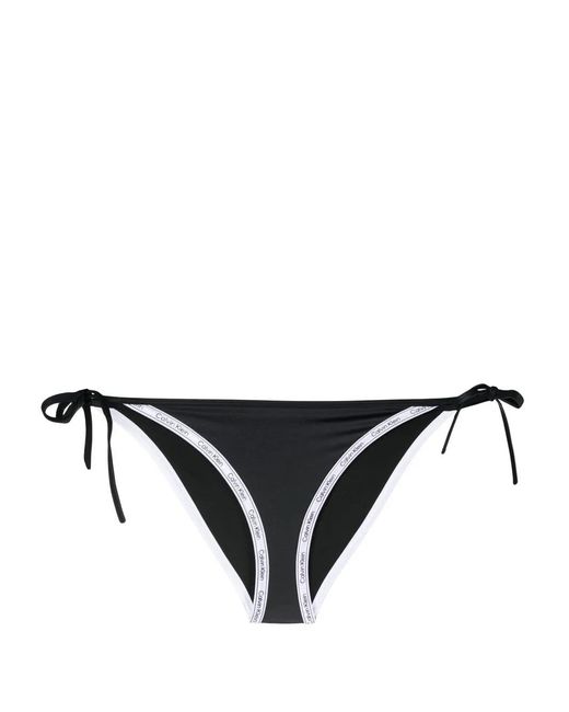 Calvin Klein Black Logo-Print Strap Bikini Bottoms