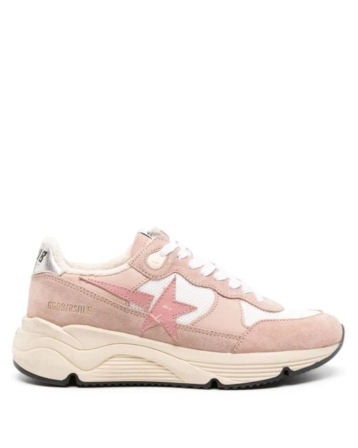 Golden Goose Deluxe Brand Pink Star Patch Panelled Sneakers - Women's - Pure Cotton/buffalo Leather/calf Leather/fabricrubber