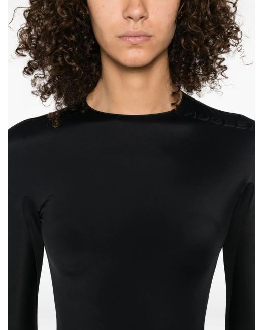 Mugler Black Concealed Long-Sleeve Bodysuit
