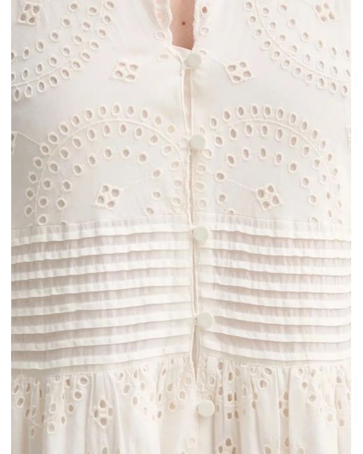 Boss White Dabrody Eyelet-Embroidered Pleated Midi Dress